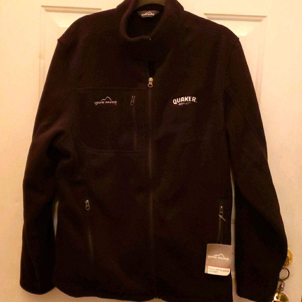 Eddie Bauer Mens XL Black Full Zip Fleece Jacket